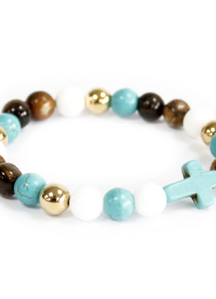 Turquoise Cross / Royal Beads - Gemstone Bracelet