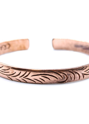 Copper Tibetan Bracelet - Slim Tribal  Swirls
