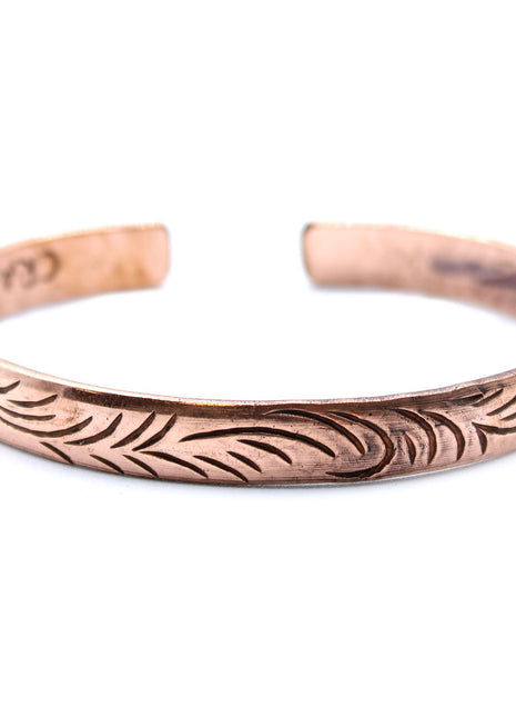 Copper Tibetan Bracelet - Slim Tribal  Swirls