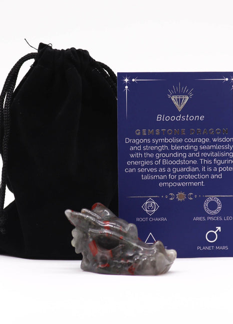 Gemstone Small Dragon Head- Bloodstone 45x30x28mm