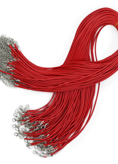 Packs Waxed Pendant Cords -  2mm x 55cm - Assorted - Red 105