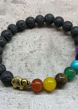 Lava Stone Bracelet - Elephant Chakra