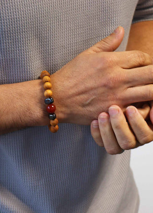 Cedarwood Root Chakra Bangle with Red Jasper