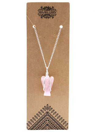 Gemstone Guardian Angel Pendant - Rose Quartz