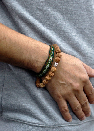 Rudraksha Buddah Bangle Mala - Natural