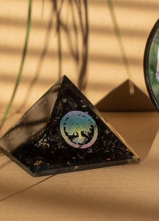 Small Organite Pryamids 5.5x4.5cm - Tree of Life - Black Tormaline Chips