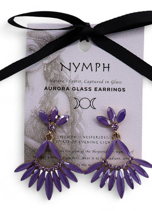 Lavender - Vintage Glass - Long Drop - Earrings