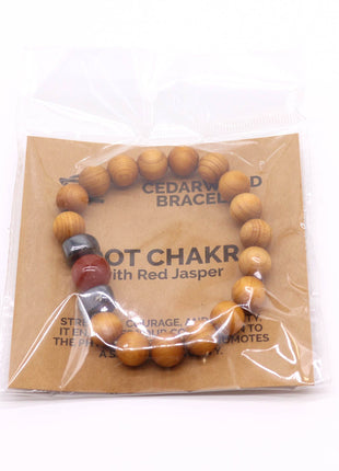 Cedarwood Root Chakra Bangle with Red Jasper