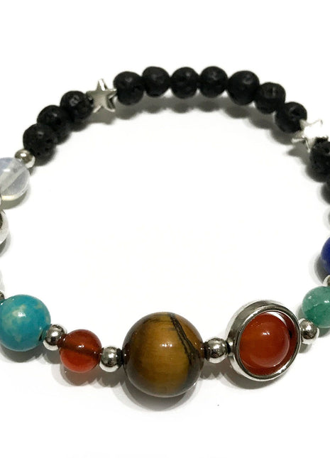 Lava Stone Bracelet - Silver Solar System