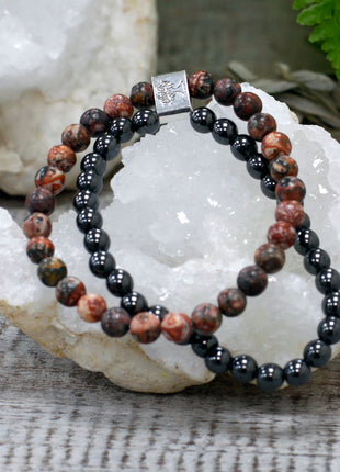 Magnetic Gemstone Bracelet - Leopard Skin