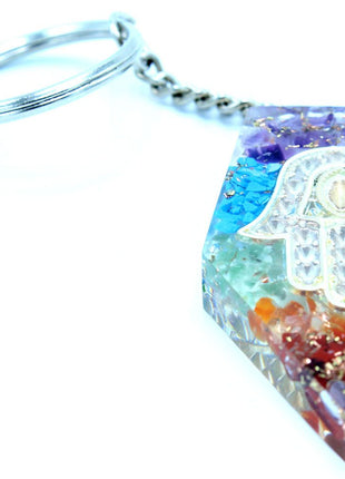 Orgonite Power Keyring - Gemstone Chakra Hamsa