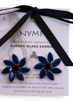 Royal Blue - Vintage Glass - Flowers - Earrings