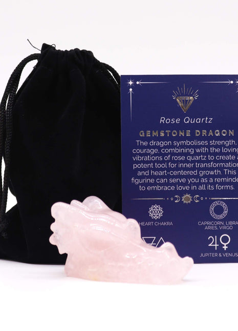 Gemstone Large Dragon Head- Rose Quartz 60x30x35mm