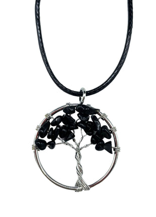 Tree of Life Pendant - Black Agate
