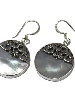 Shell & Silver Earrings - Classic Disc - MOP