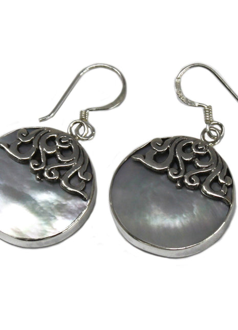 Shell & Silver Earrings - Classic Disc - MOP