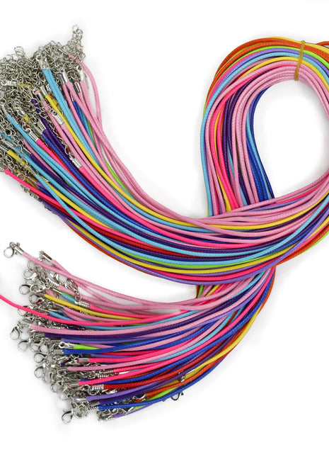 Packs Waxed Pendant Cords -  2mm x 55cm - Assorted - Assorted (10 colours)