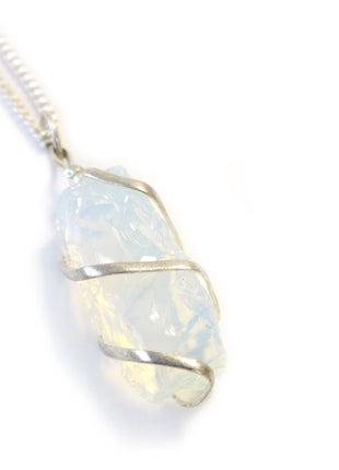 Cascade Wrapped Necklace - Rough Opalite