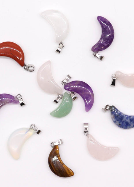 Gemstone Moons Pendants (12 assorted)  20x13mm