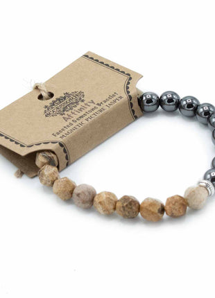 Faceted Gemstone Bracelet - Magnetic Picture Jasper