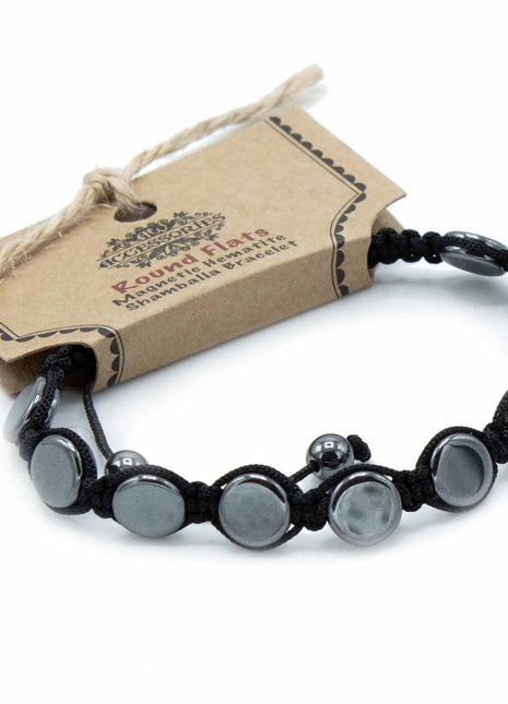 Magnetic Hematite Shamballa Bracelet -  Round Flats