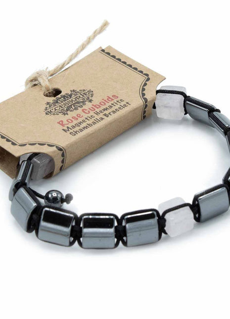 Magnetic Hematite Shamballa Bracelet -  Rose Cuboids