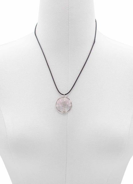 Tree of Life Pendant - Rose Quartz