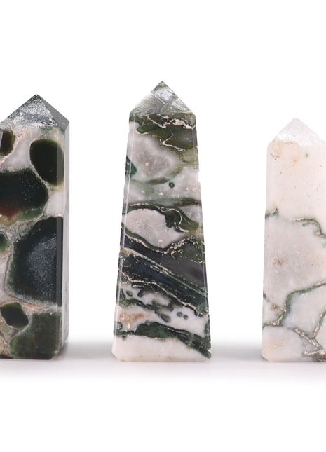Gemstone Obelisk Points approx 5cm - Moss Agate