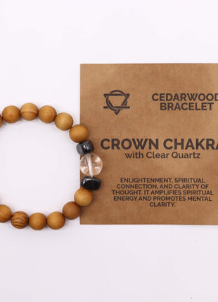 Cedarwood Crown Chakra Bangle with Clear Quartz