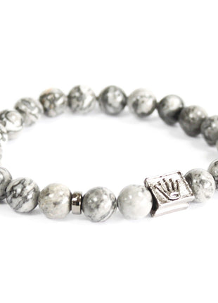 Crown Ingot / Grey Agate - Gemstone Bracelet