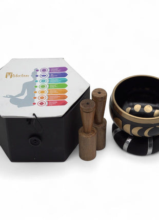 Moon Phase Singing Bowl Set- Black 10.7cm