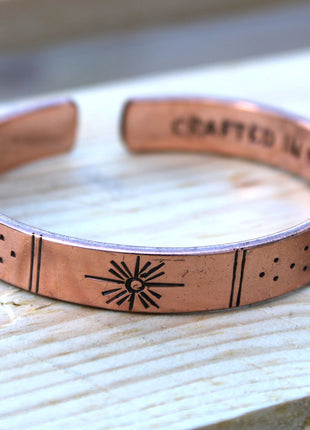 Inspiration Bracelet - Copper Snrise, Galaxy, Stars, Earth