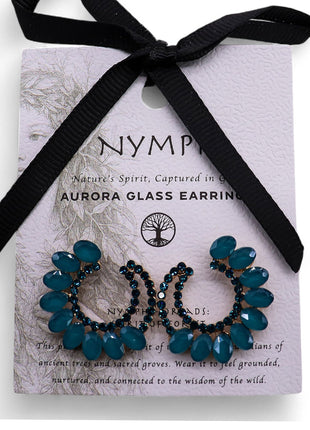 Teal Green - Vintage Glass - Loop - Earrings