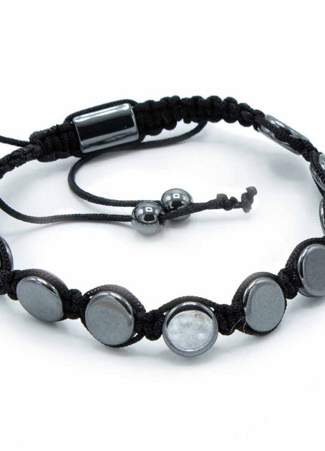 Magnetic Hematite Shamballa Bracelet -  Round Flats