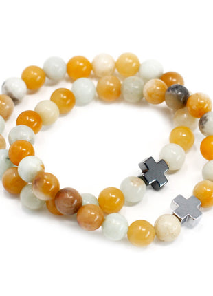 Set of 2 Gemstones Friendship Bracelets - Loyalty - Amazonite & Yellow Jasper