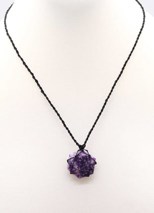 Laced Gemstone Hexagon Pendant - Lepidolite
