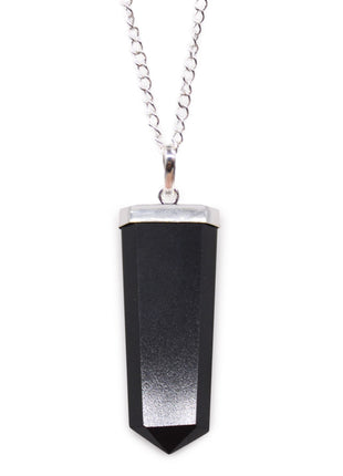 Gemstone Flat Pencil Pendant - Black Agate