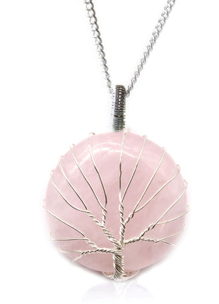 Tree of Life Gemstone Necklace - Rose Quartz