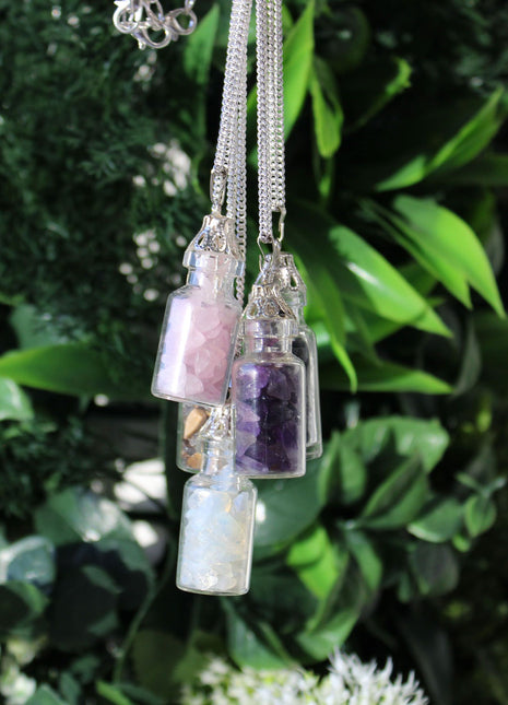 Bottled Gemstones Necklace - Rose Quartz