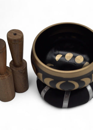 Moon Phase Singing Bowl Set- Black 10.7cm