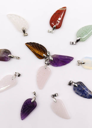 Gemstone Angel Wings Pendants (12 assorted)  28x15mm