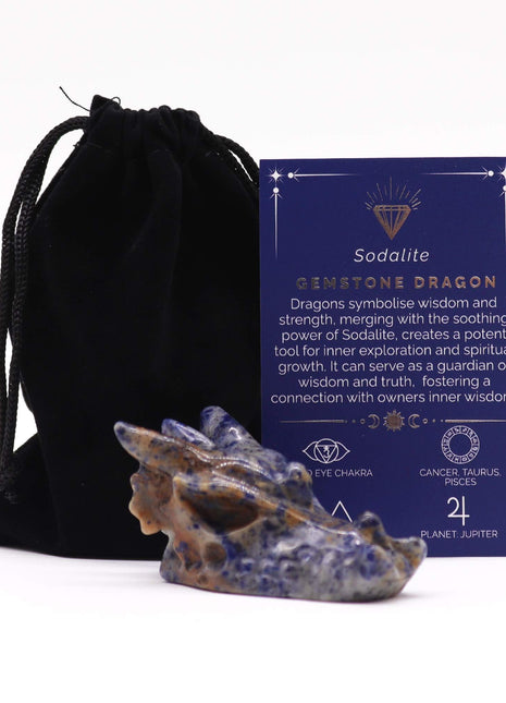 Gemstone Large Dragon Head- Sodalite 60x30x35mm