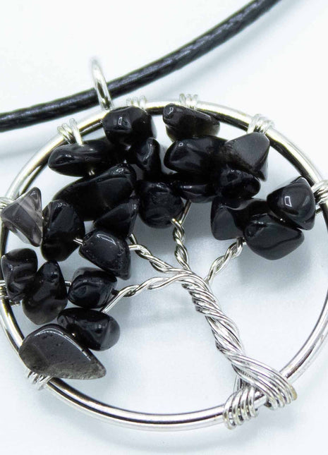 Tree of Life Pendant - Black Agate