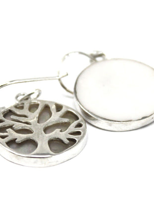 Tree of Life Silver Earrings 15mm - Mother of Pearl