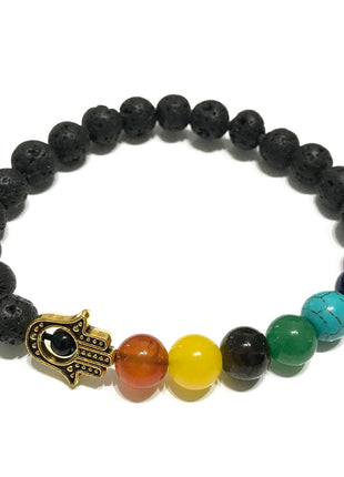 Lava Stone Bracelet - Hamsa Chakra