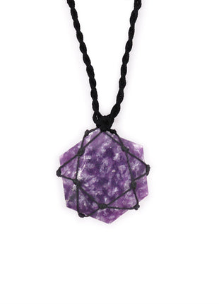 Laced Gemstone Hexagon Pendant - Lepidolite