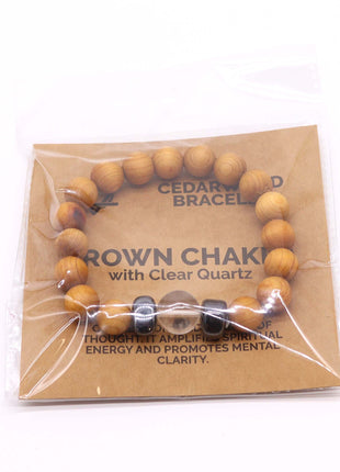 Cedarwood Crown Chakra Bangle with Clear Quartz