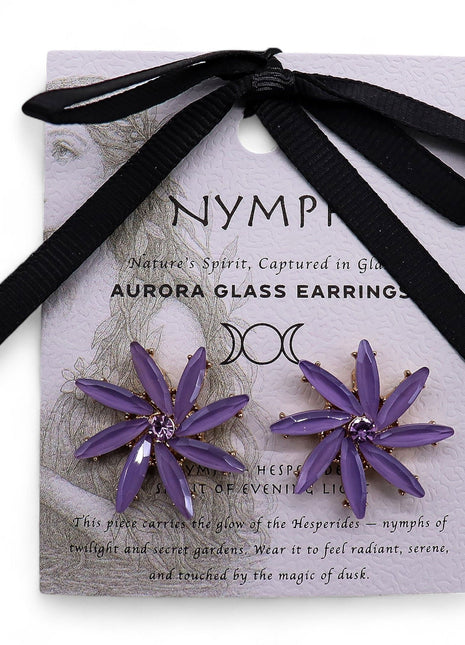 Lavender - Vintage Glass - Flowers - Earrings