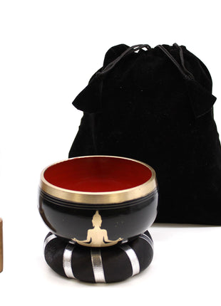 Buddha Singing Bowl Set- Black/Orange 10.7cm