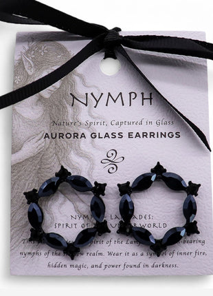 Jet Black - Vintage Glass - Loop - Earrings